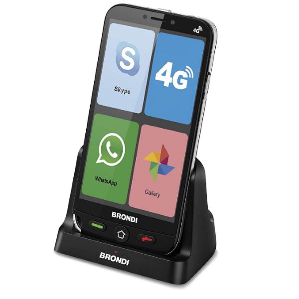 BRONDI AMICO SMARTPHONE 4G NERO CELLULARE PER ANZIANI GSM DUAL SIM