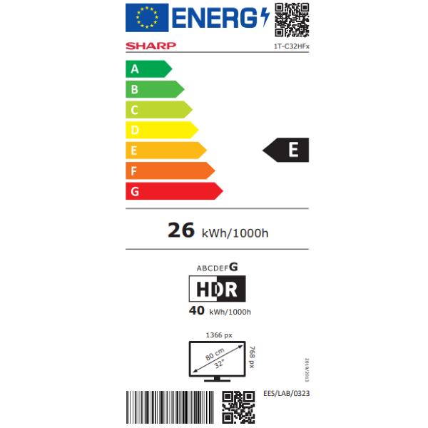 SHARP 32HF2265EW 32'' GOOGLE TV LED HD FRAMELESS AUDIO DOLBY DIGITAL+ / DTS HD CHROMECAST WHITE IT
