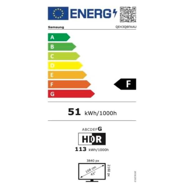 SAMSUNG QE43Q8FAAU 43" SMART TV QLED 4K 3000PQI BLACK EU