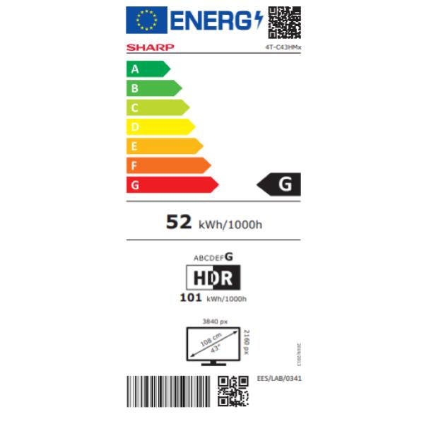 SHARP 43HM5245E DISPLAY 43" SMART TV QLED 4K TIVO OS FRAMELESS HDR IT BLACK