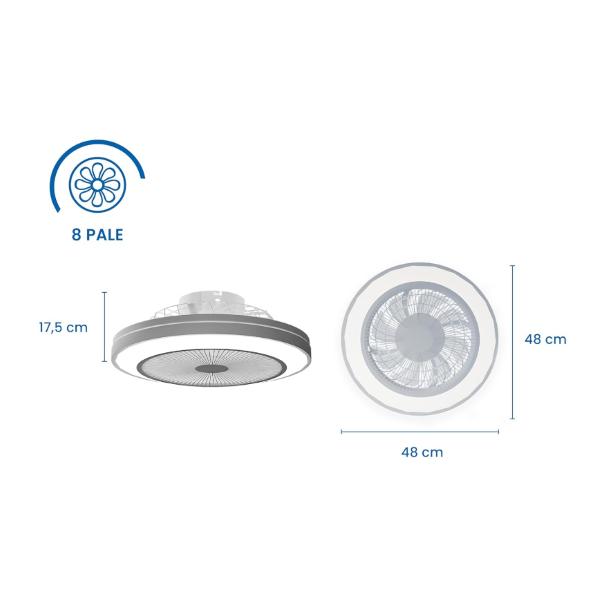 ARDES AIRGLOW AR5PL50 VENTILATORE A SOFFITTO CON LED 8 PALE 48CM CON TELECOMANDO