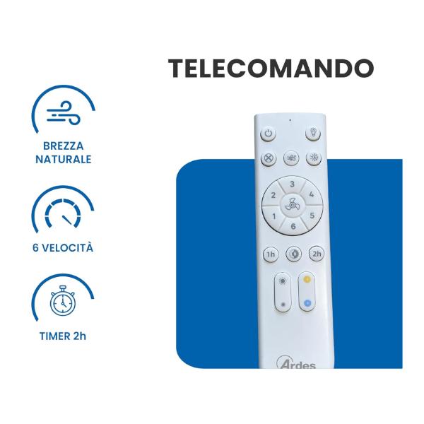 ARDES AIRGLOW AR5PL50 VENTILATORE A SOFFITTO CON LED 8 PALE 48CM CON TELECOMANDO