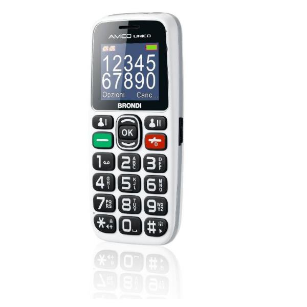 2346 - BRONDI AMICO UNICO CELLULARE GSM PER ANZIANI CON TASTI GRANDI DUAL  SIM BIANCO - BRONDI