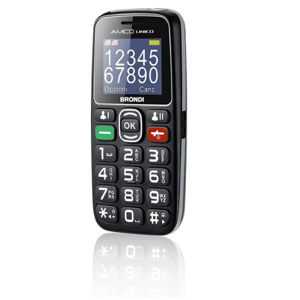 2347 - BRONDI AMICO UNICO TELEFONO CELLULARE GSM PER ANZIANI CON TASTI  GRANDI DUAL SIM NERO - BRONDI