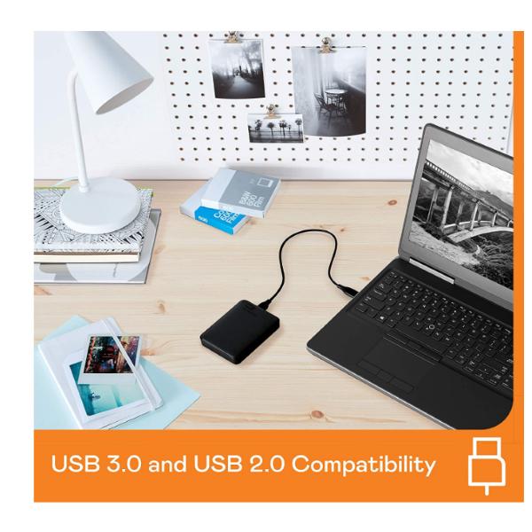 WD HARD DISK ESTERNO DIGITAL PORTATILE WDBU6Y0020BBK  - 2TB USB 3.0