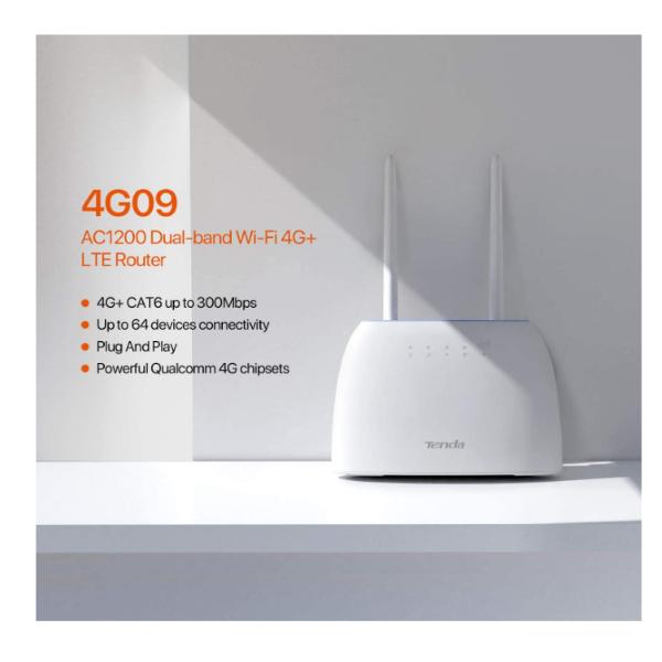 Tenda 4G+ LTE Dual-Band WiFi Router AC1200 4G09