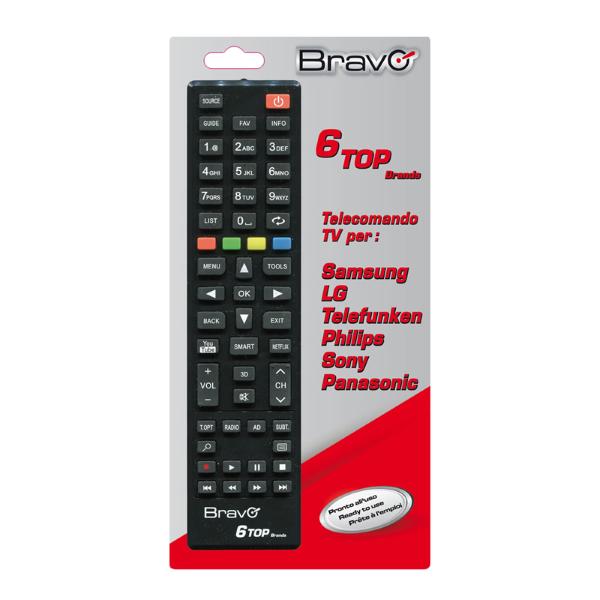 3865 - BRAVO 6 TOP BRANDS TELECOMANDO UNIVERSALE PER TV NERO - BRAVO