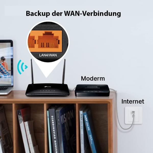 ROUTER TP-LINK ARCHER MR200 V5 AC750 WIRELESS DUALBAND 4G LTE 3P LAN + 1P LAN/WAN